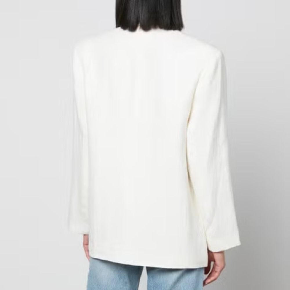 Anine Bing Quinn Oversized Linen Blazer - Off White - Size Small - Picture 3 of 12